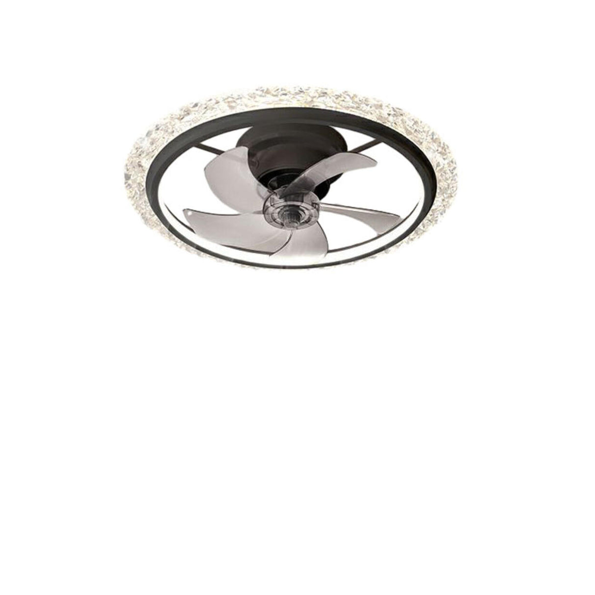 Elegant 5 Blade Circular Crystal LED Ceiling Fan Light Image - 7