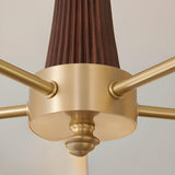 Elegant 5-Light Brass and Wood Drum LED Chandelier Image - 10