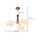 Elegant 5-Light Brass and Wood Drum LED Chandelier #size