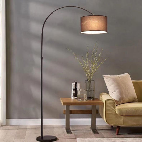 Elegant Adjustable Barrel Black Arc Floor Lamp Image - 1