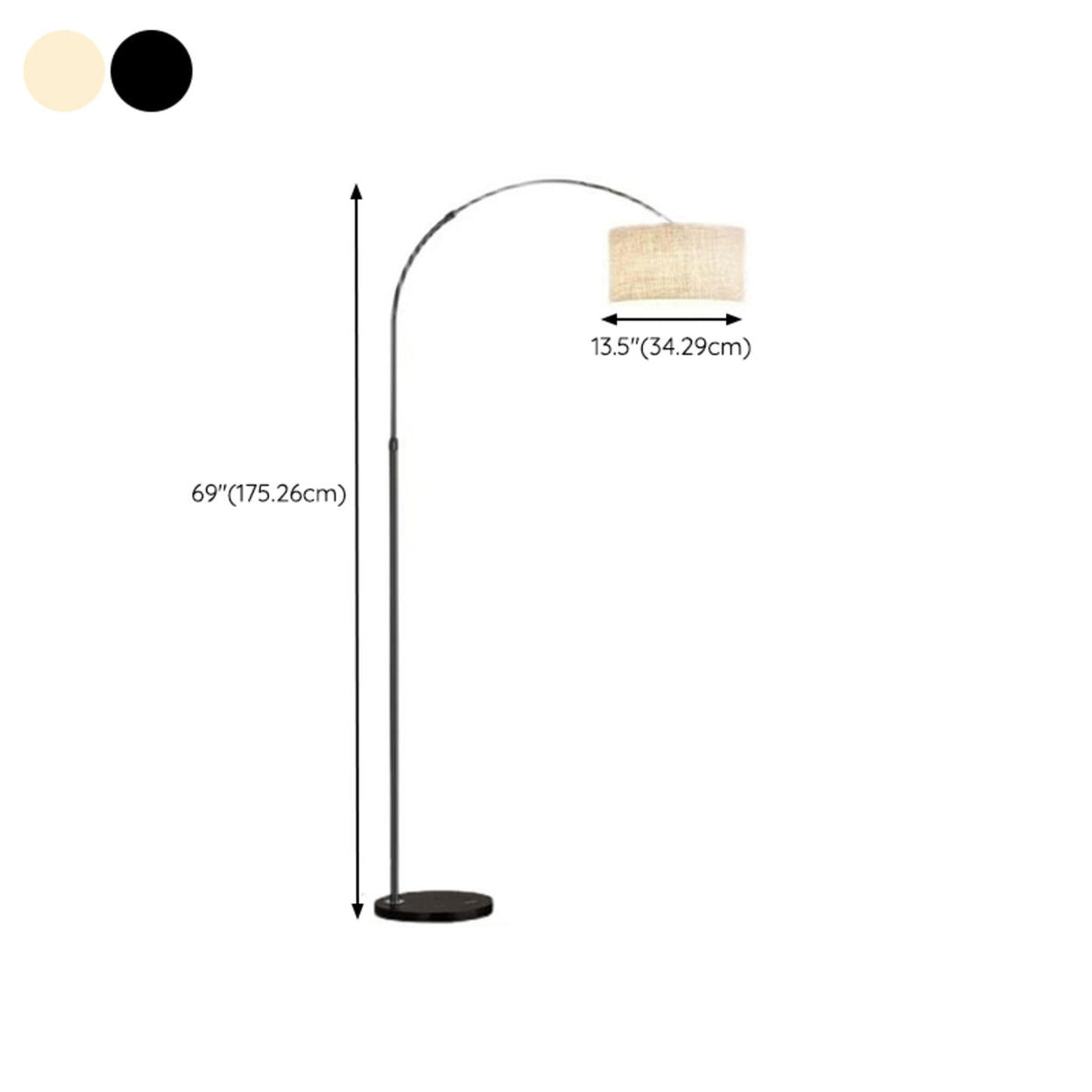 Elegant Adjustable Barrel Black Arc Floor Lamp 