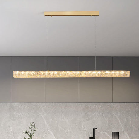 Elegant Adjustable Gold Linear Island Hanging Light Image - 1