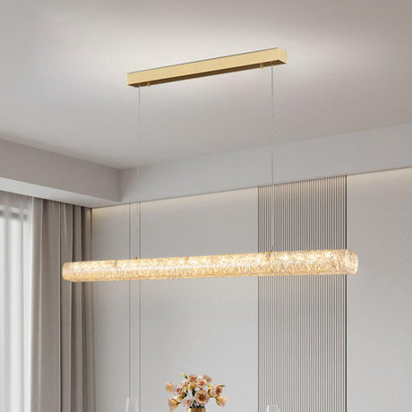 Elegant Adjustable Gold Linear Island Hanging Light Image - 2