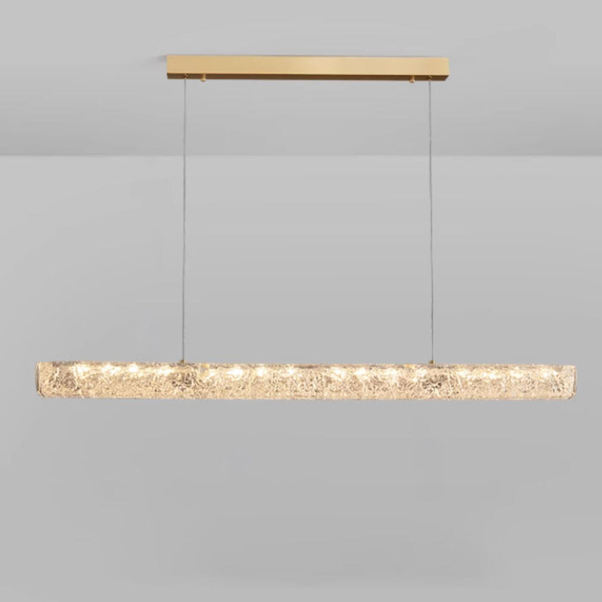 Elegant Adjustable Gold Linear Island Hanging Light Image - 5