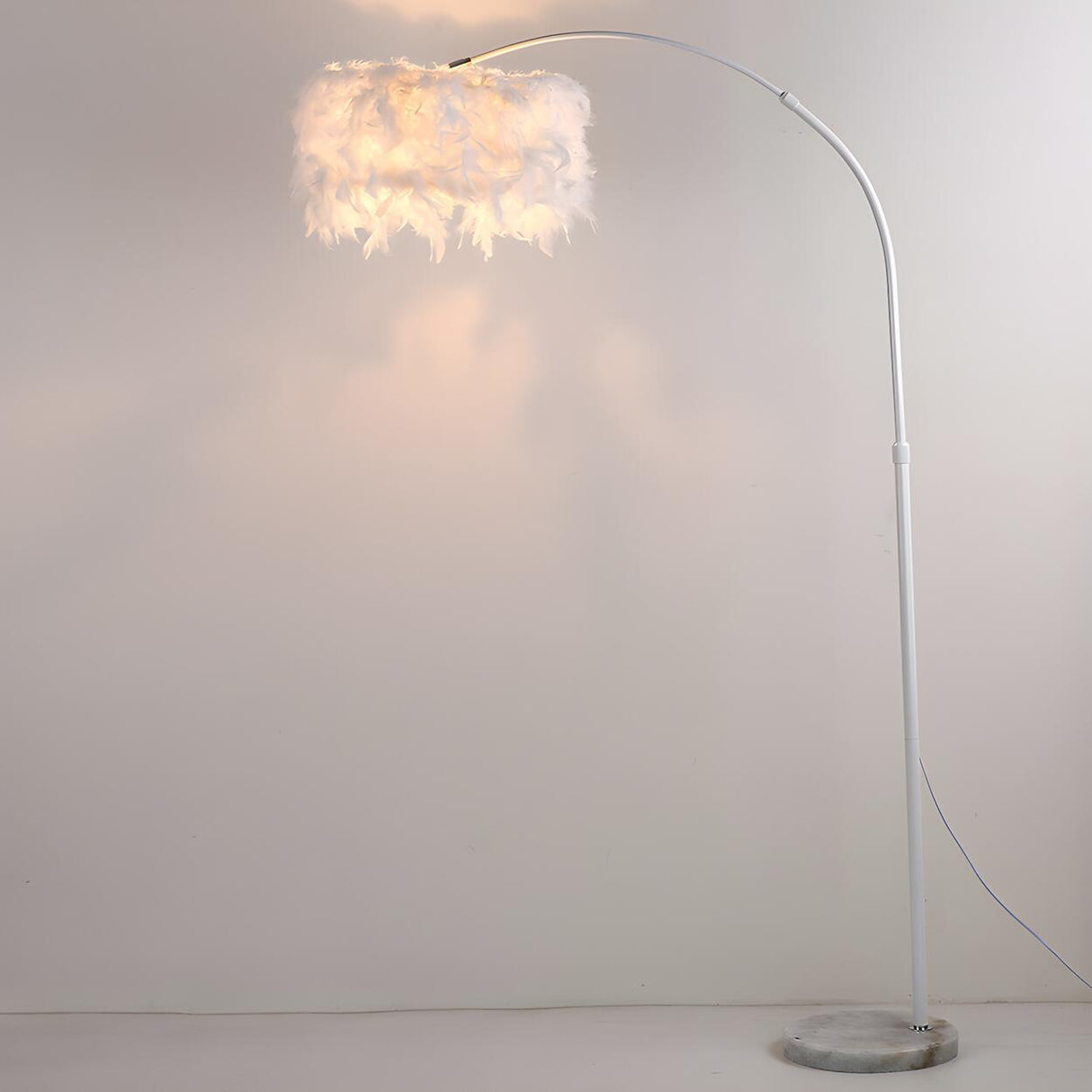 Elegant Adjustable Height Feather Arc Floor Lamp Image - 13