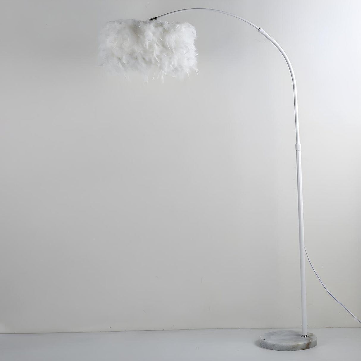 Elegant Adjustable Height Feather Arc Floor Lamp Image - 14