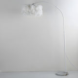 Elegant Adjustable Height Feather Arc Floor Lamp Image - 14