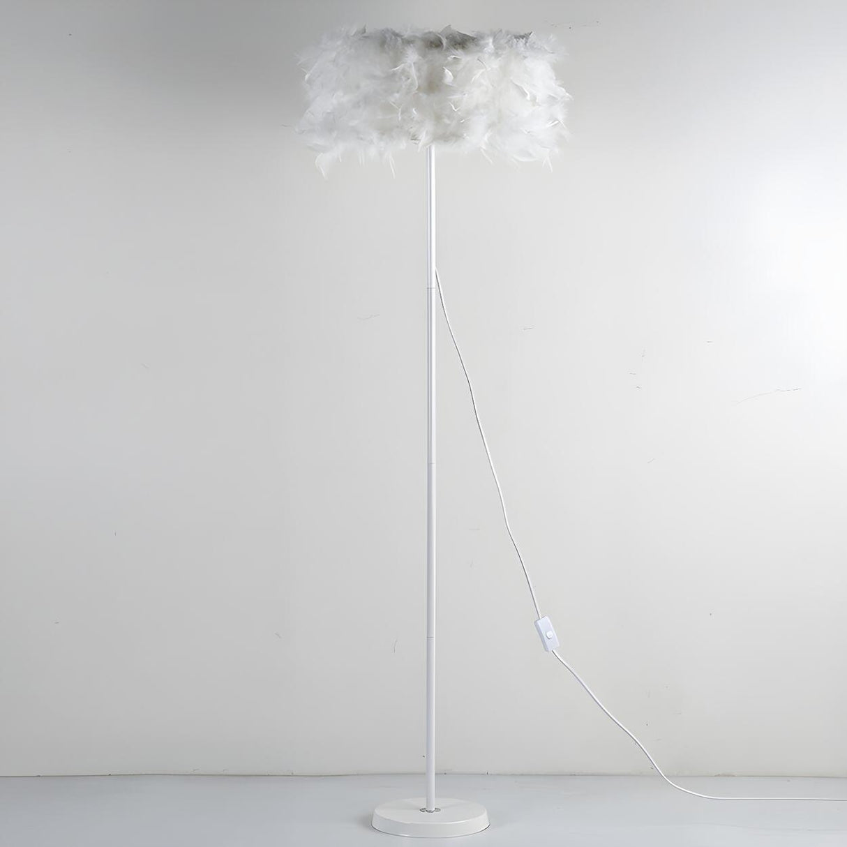 Elegant Adjustable Height Feather Arc Floor Lamp Image - 16