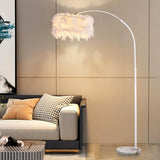 Elegant Adjustable Height Feather Arc Floor Lamp Image - 3