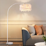 Elegant Adjustable Height Feather Arc Floor Lamp Image - 4