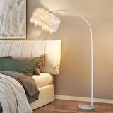 Elegant Adjustable Height Feather Arc Floor Lamp Image - 5