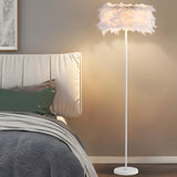 Elegant Adjustable Height Feather Arc Floor Lamp Image - 6