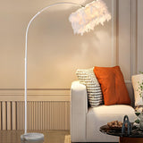 Elegant Adjustable Height Feather Arc Floor Lamp Image - 7