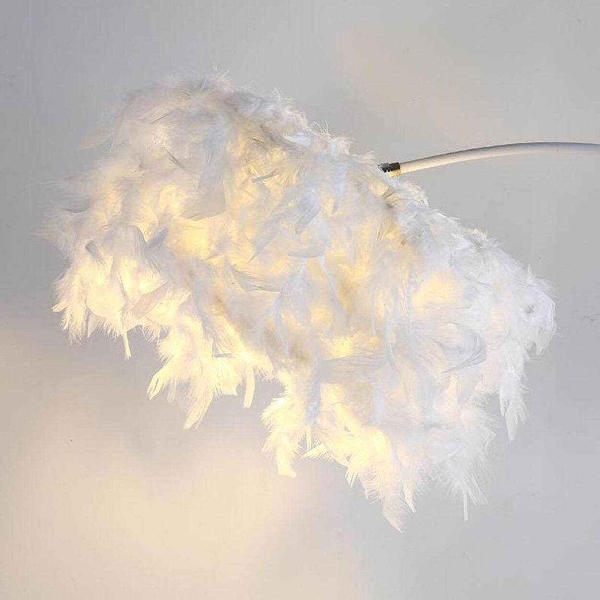 Elegant Adjustable Height Feather Arc Floor Lamp Image - 8