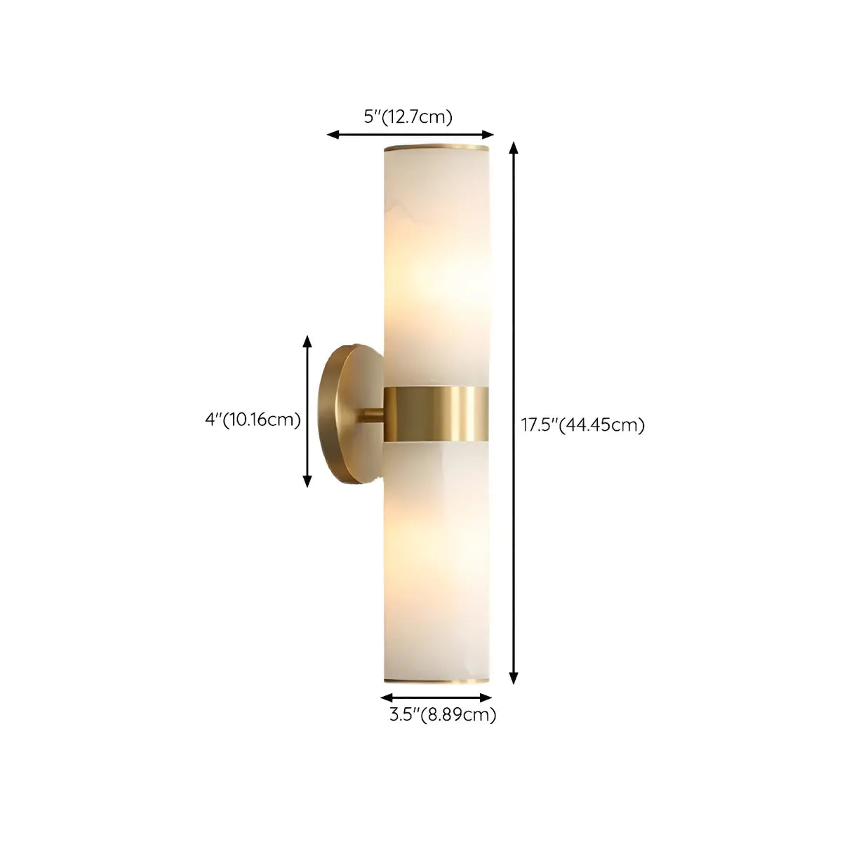 Elegant Alabaster Cylinder Brass Warm Light Wall Sconce 