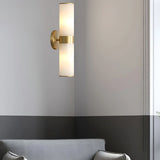 Elegant Alabaster Cylinder Brass Warm Light Wall Sconce Image - 4