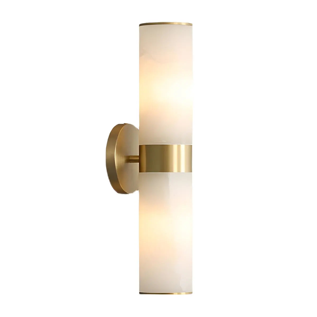 Elegant Alabaster Cylinder Brass Warm Light Wall Sconce Image - 5