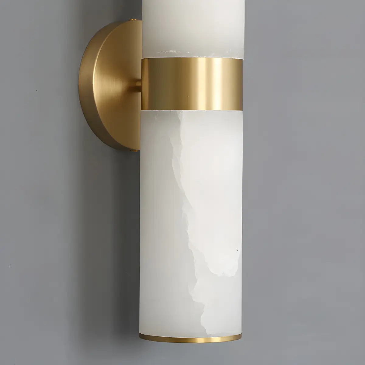 Elegant Alabaster Cylinder Brass Warm Light Wall Sconce Image - 8