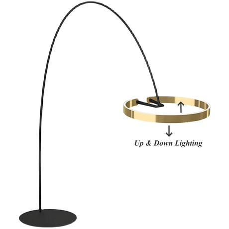 Elegant Aluminum Arc Gold Circular LED Floor Lamp Image - 2