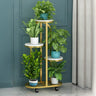 Elegant Arched Metal Round Stone Tray Rolling Plant Stand Image - 3