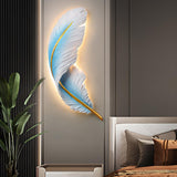 Elegant Artistic Blue Feather Wall Sconce Image - 1