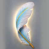 Elegant Artistic Blue Feather Wall Sconce Image - 10