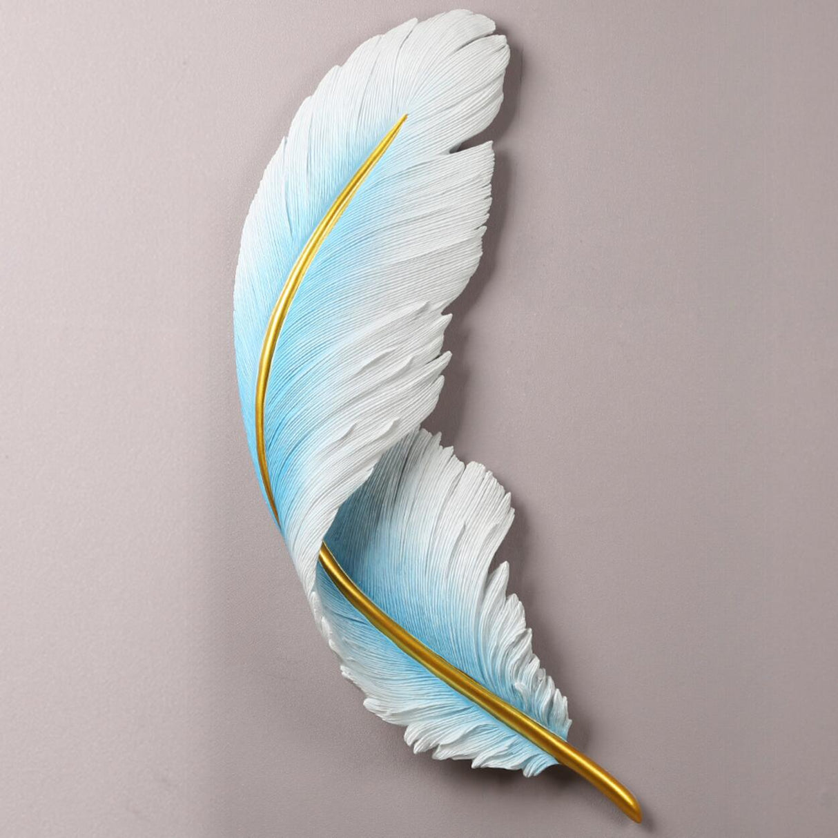 Elegant Artistic Blue Feather Wall Sconce Image - 11