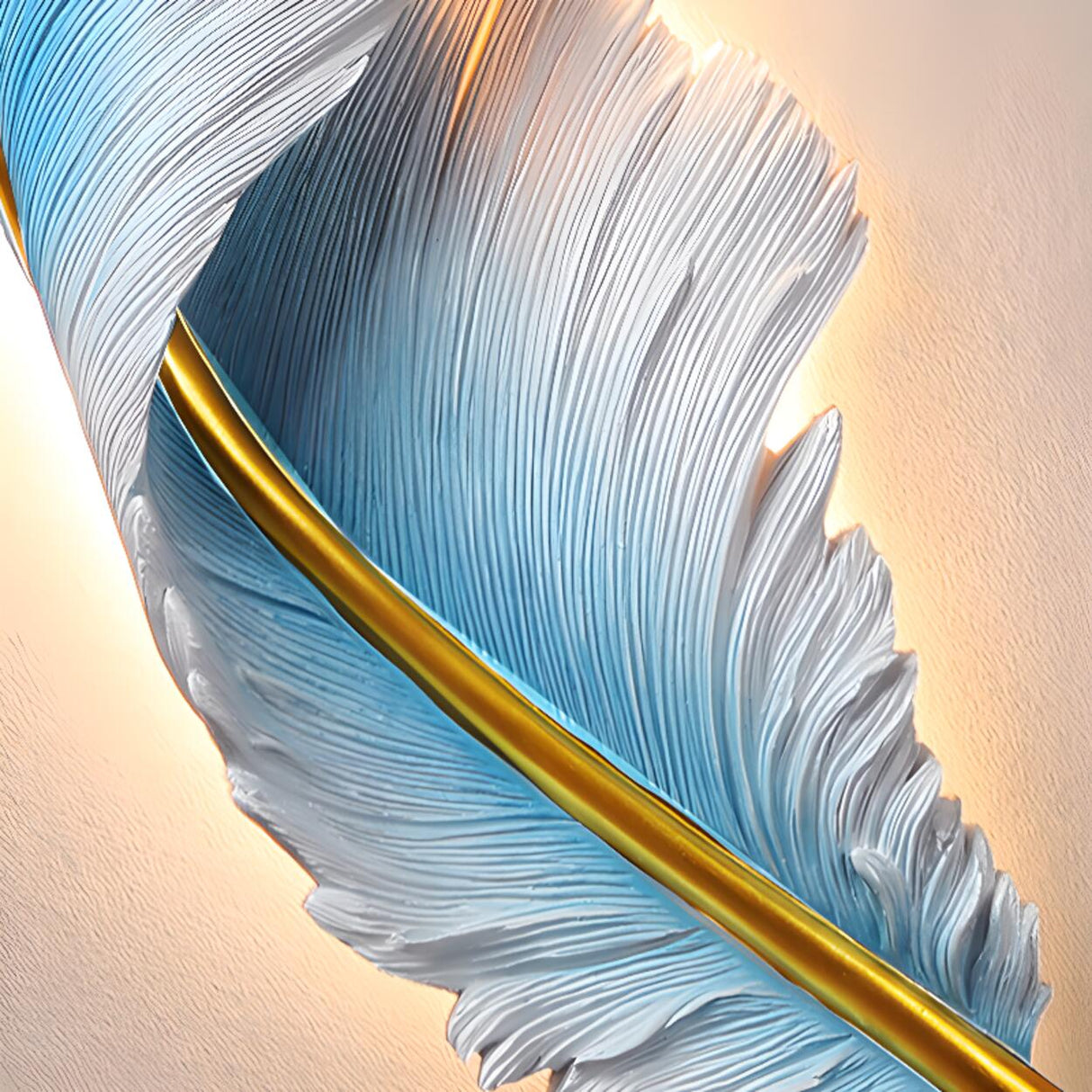 Elegant Artistic Blue Feather Wall Sconce Image - 12