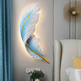 Elegant Artistic Blue Feather Wall Sconce Image - 4