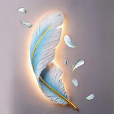 Elegant Artistic Blue Feather Wall Sconce Image - 5