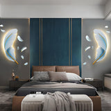 Elegant Artistic Blue Feather Wall Sconce Image - 8