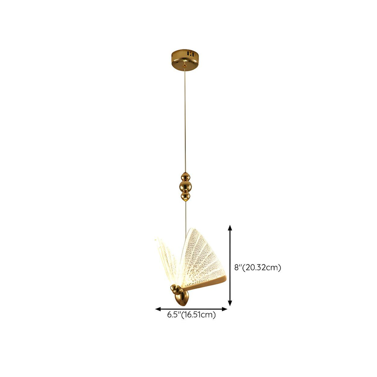 Elegant Artistic Clear Butterfly Bedroom Pendant Light 