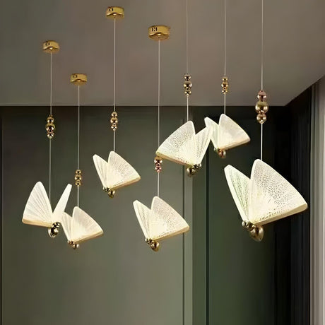 Elegant Artistic Clear Butterfly Bedroom Pendant Light Image - 2