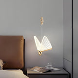 Elegant Artistic Clear Butterfly Bedroom Pendant Light Image - 4