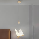 Elegant Artistic Clear Butterfly Bedroom Pendant Light Image - 6