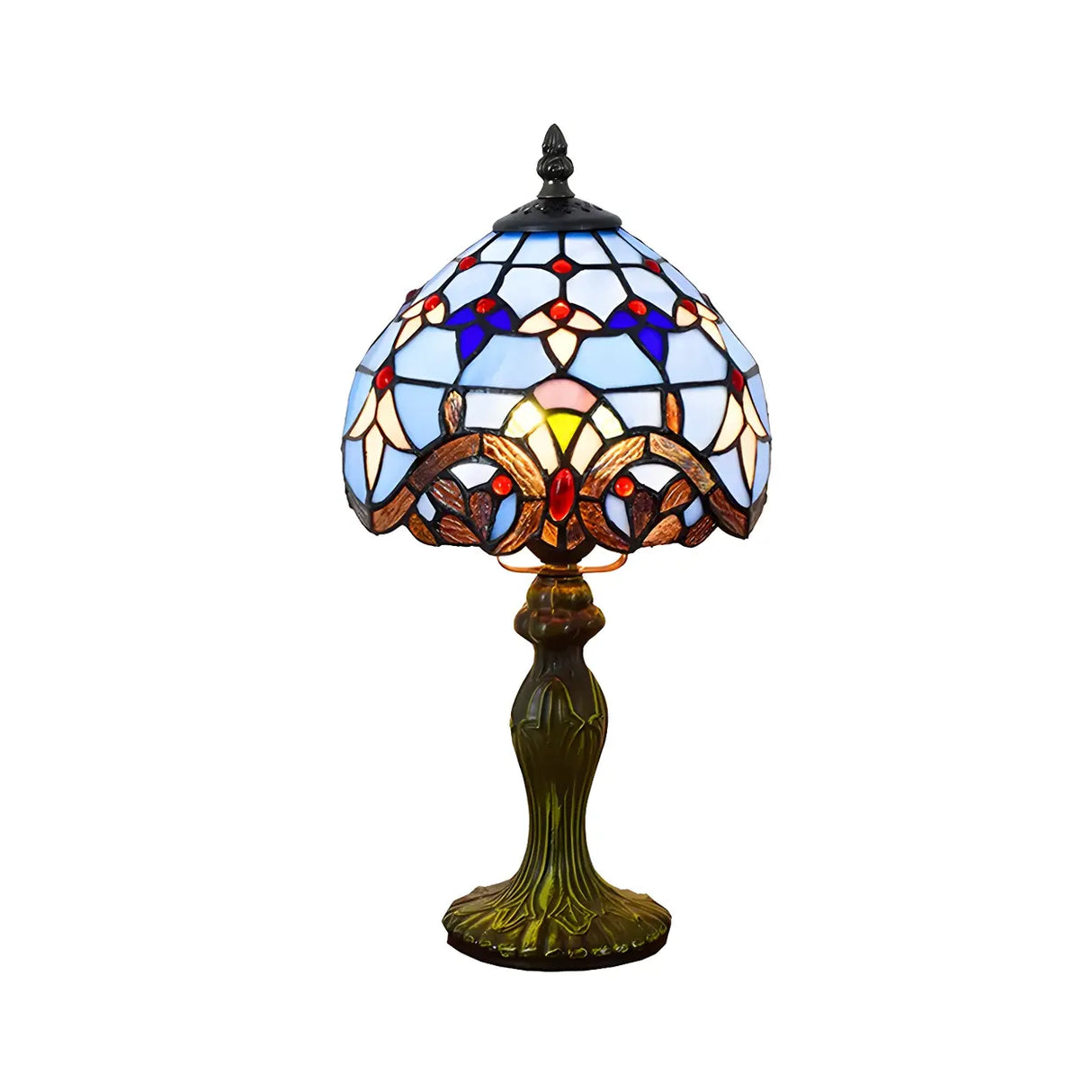 Elegant Baroque Dome Stained Glass Bedroom Table Lamp Image - 5