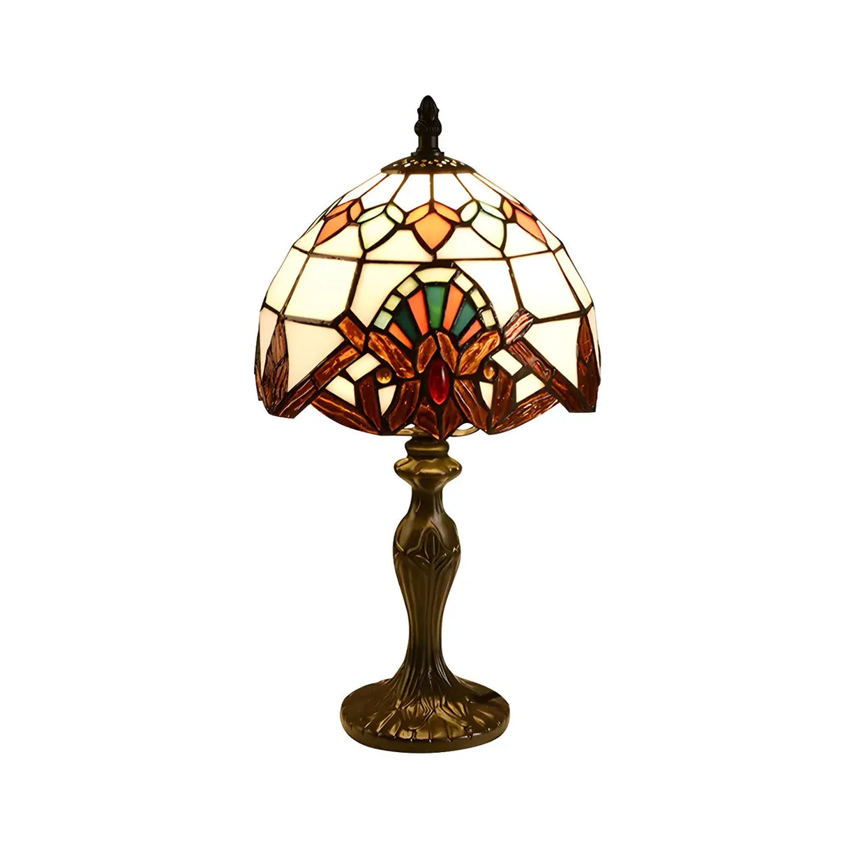 Elegant Baroque Dome Stained Glass Bedroom Table Lamp Image - 7