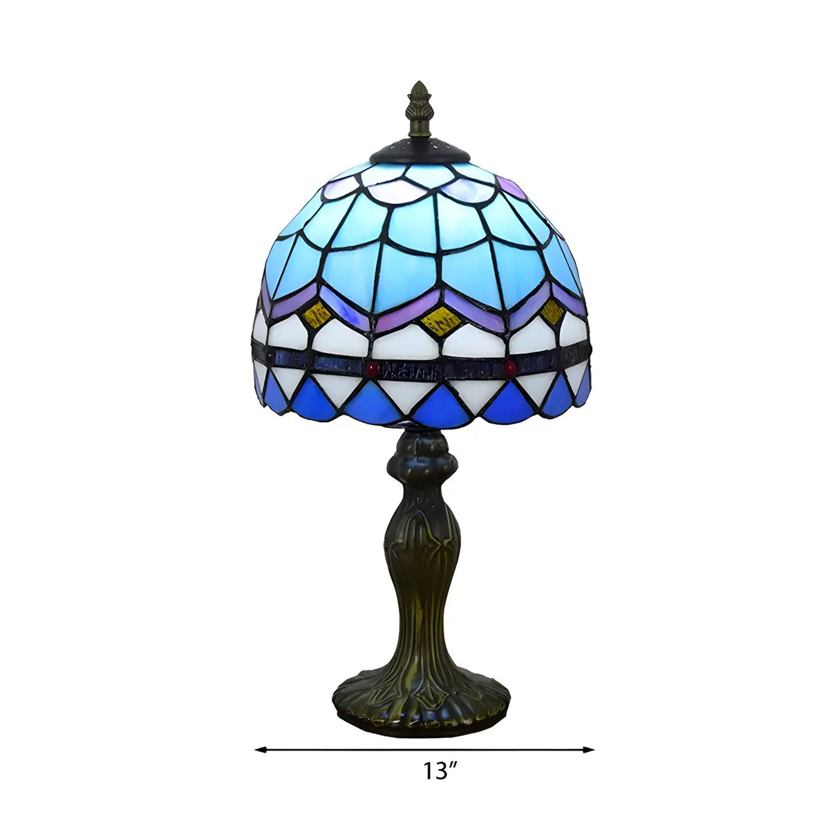 Elegant Baroque Dome Stained Glass Bedroom Table Lamp 