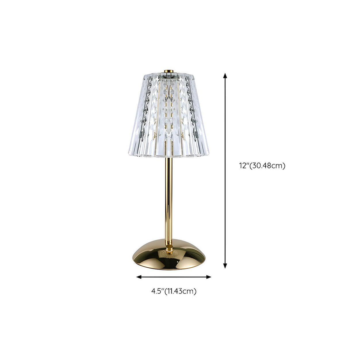 Elegant Barrel Clear Crystal Shade Metal Table Lamp 