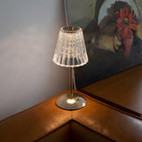 Elegant Barrel Clear Crystal Shade Metal Table Lamp Image - 2