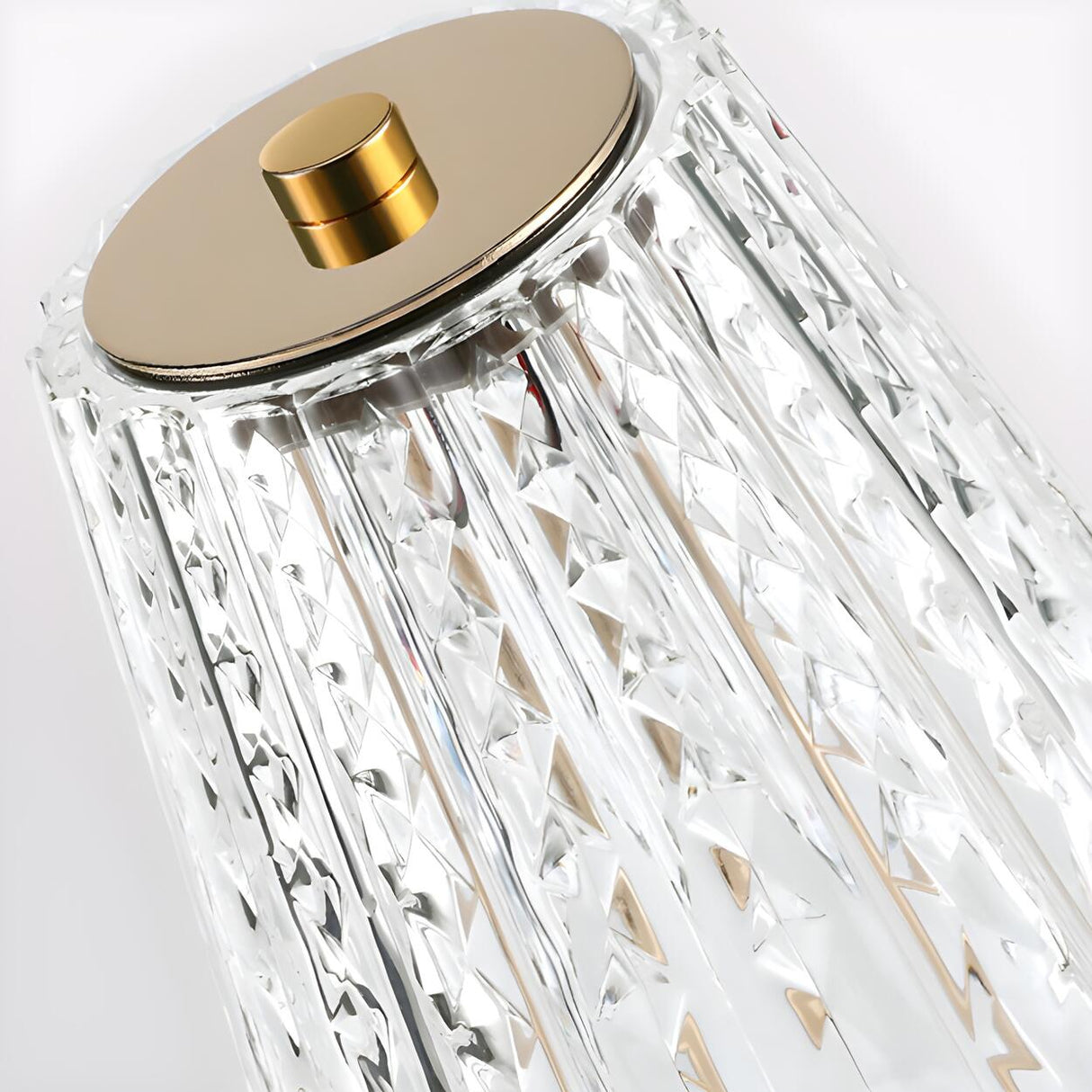 Elegant Barrel Clear Crystal Shade Metal Table Lamp Image - 7