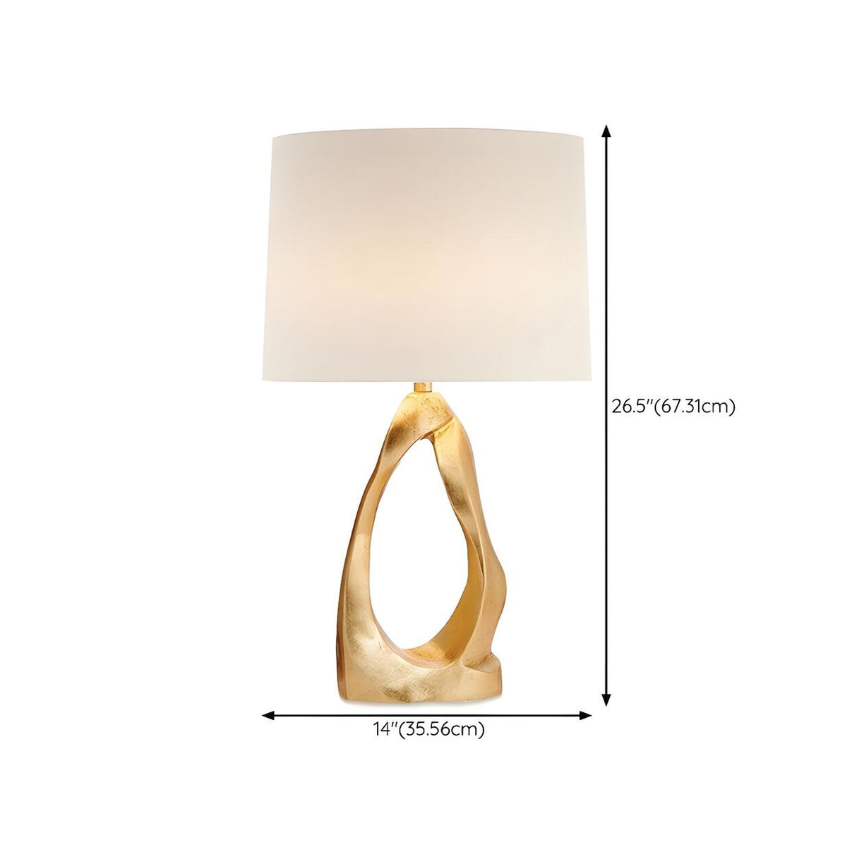 Elegant Barrel Fabric Gold Geometric Base Table Lamp 