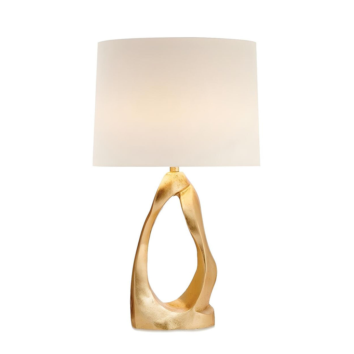 Elegant Barrel Fabric Gold Geometric Base Table Lamp Image - 5