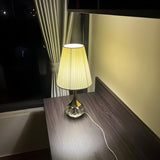 Elegant Barrel Pleated Shade Crystal Vase Table Lamp Image - 10