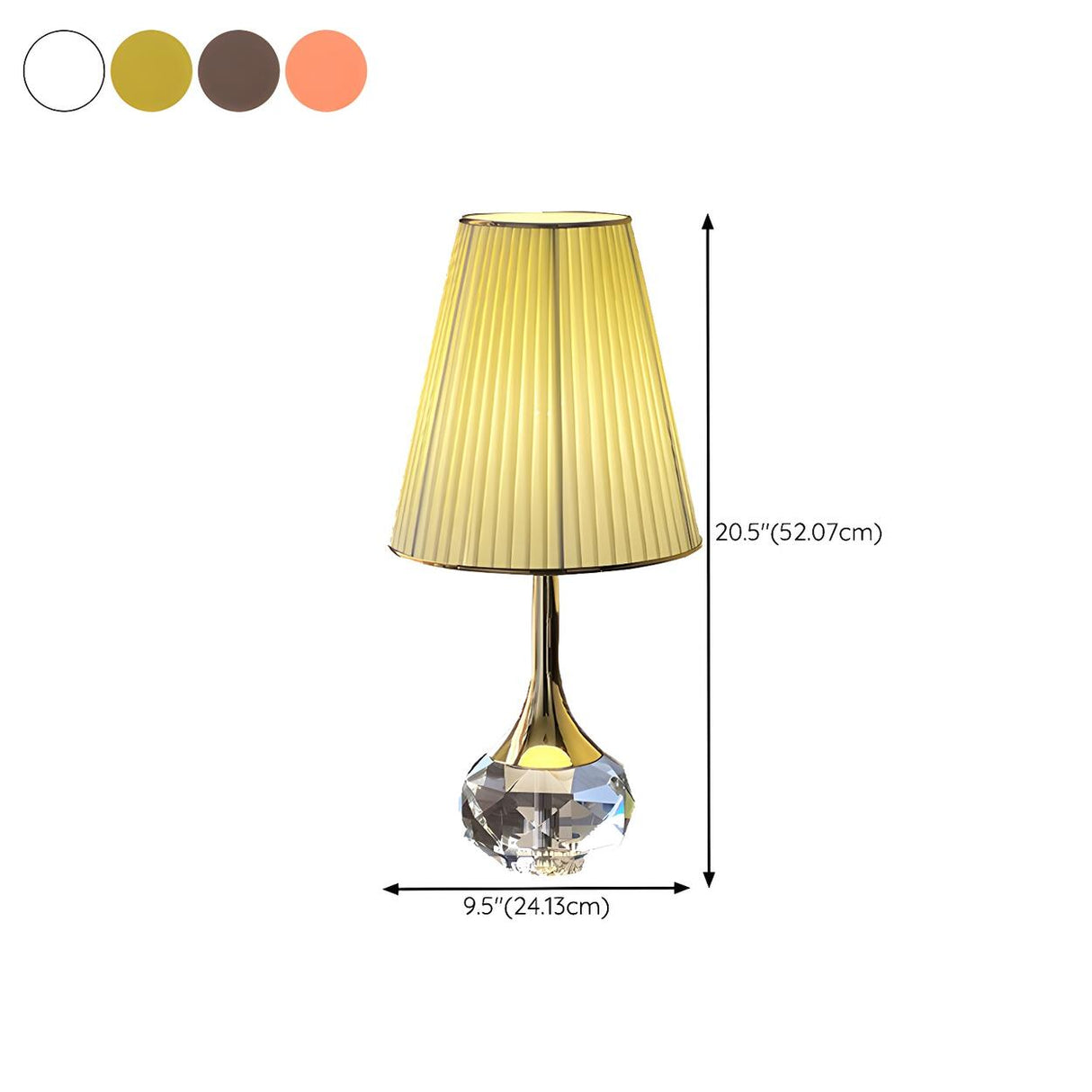 Elegant Barrel Pleated Shade Crystal Vase Table Lamp 