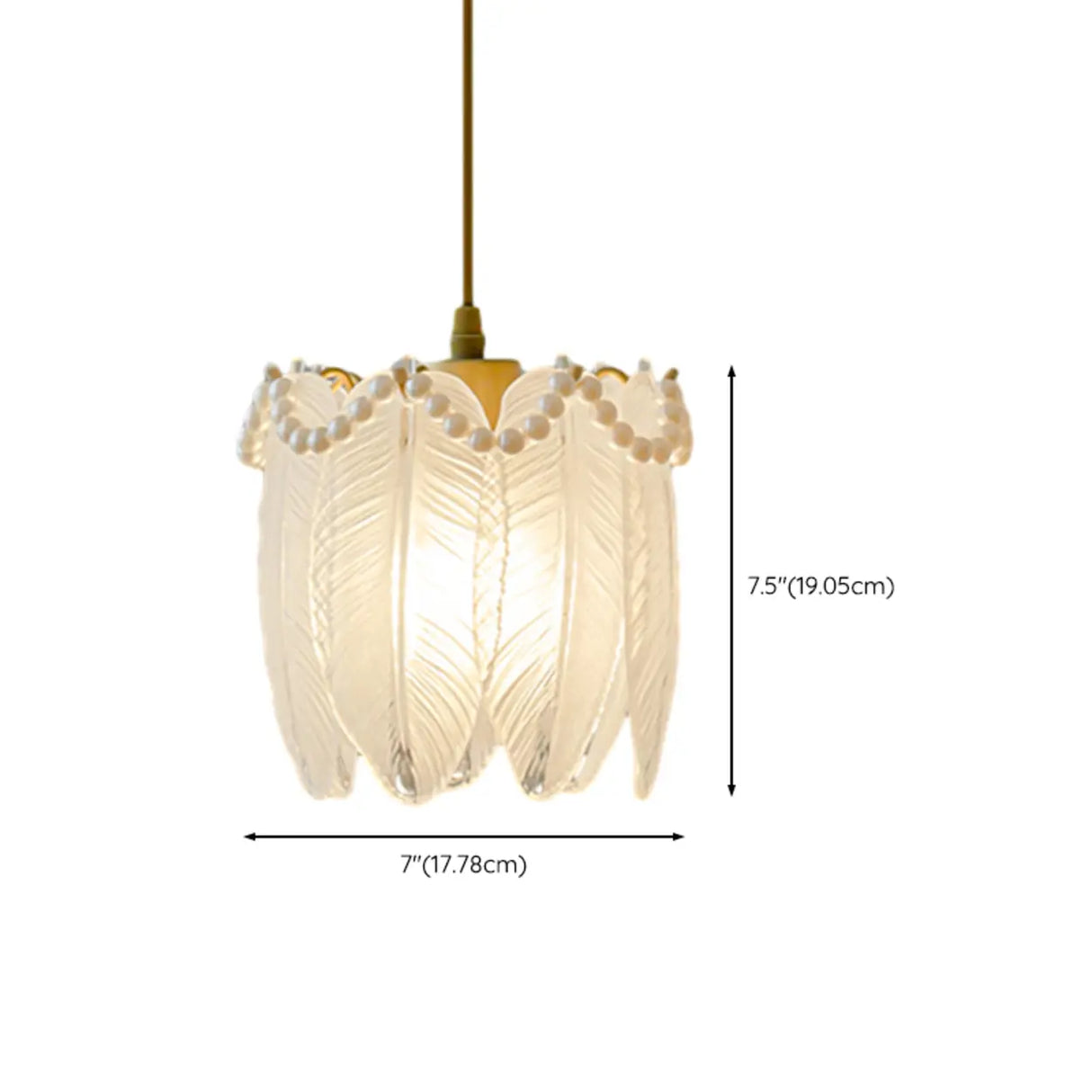 Elegant Bedroom Feather Round Glass Pendant Light 