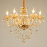 Elegant Bedroom Gold Crystal Pendant Candelabra Chandelier Image - 2