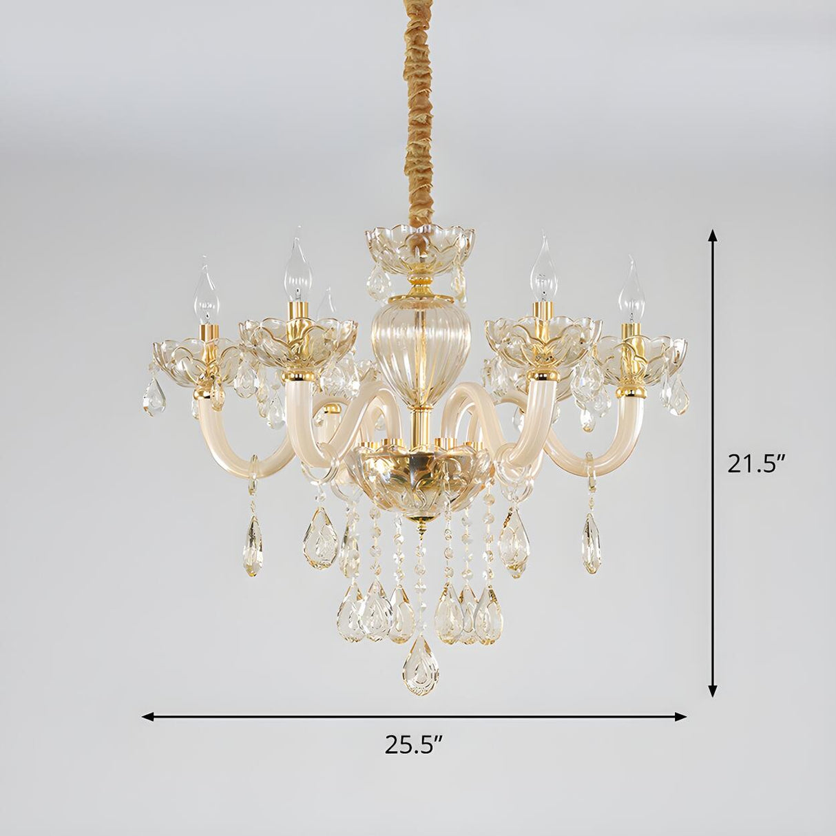 Elegant Bedroom Gold Crystal Pendant Candelabra Chandelier Image - 4