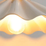 Elegant Bedroom White Ceramics Wavy Cone Pendant Light Image - 9