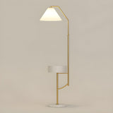 Elegant Bedside Cone Gold Floor Lamp with Side Table Image - 4